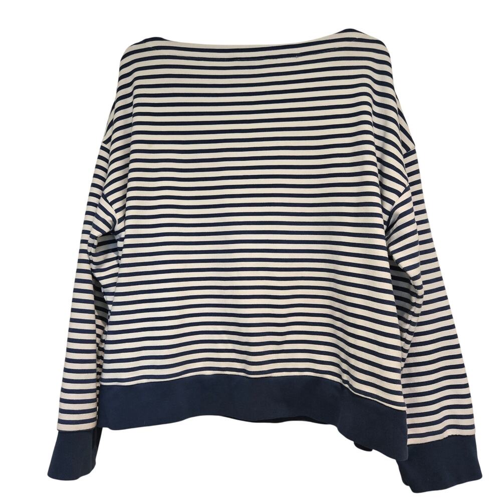 LRL Ralph Lauren Striped French Terry Top XL | Coastal Chic Nautical Boatneck - Picture 5 of 8